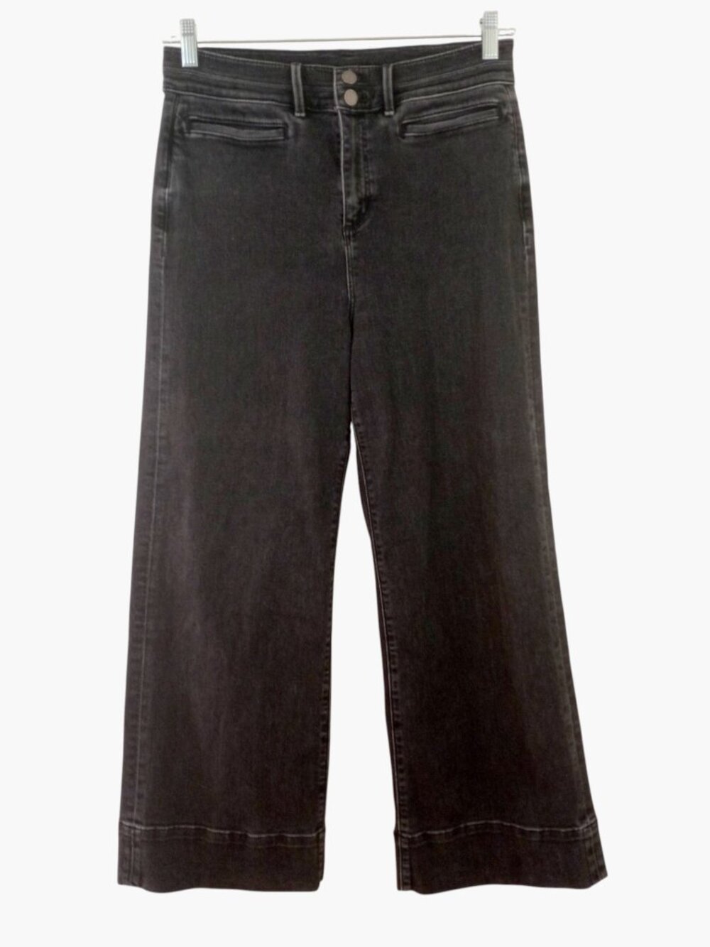 Ann Taylor The Wide Leg Crop Jeans Washed Black High Rise Stretch Denim Women 10